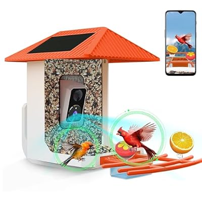 2.5K Smart Bird Feeder with Camera with AI Identify 10000+ Birds Species, 2.4GHz/5GHz WiFi Birds Watching Camera with Auto Capture, Real-time Notifications, Gift for Mom, Dad, Bird Lovers