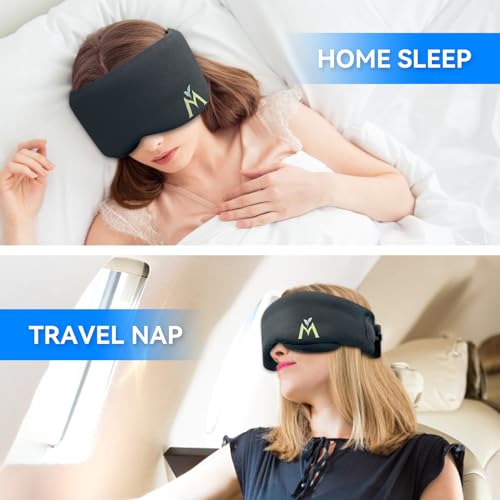 Mavogel Modal Sleep Mask - Soft and Comfortable Full Eye Covers for Men Women, Complete Wrap-Around Sleep Mask with Fully Adjustable Velcro, Light Blocking Eye Mask for Sleeping Yoga Travel (Black)