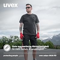 Uvex unipur 6639, 10 Paar - Montagehandschuh für trockene & leicht feuchte Bereiche - leicht, feinfühlig & schmutzunempfindlich - rot, schwarz - Größe 08/M – Ansicht 7