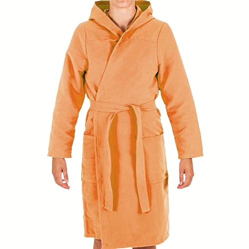 Intimitaly® Albornoz de microfibra para hombre y mujer, unisex, con capucha práctica, ligera, naranja., 4 años