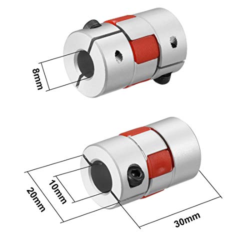 sourcing map Wellenkupplung 8mm bis 10mm Bohrung L30xD20 Flexibles Kupplungsgelenk für Servo Schrittmotor
