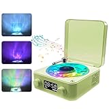 HAOYEGUOJI Retro-style Wireless waves vinyl Bluetooth Speaker for Sea White Noise with Bedroom Clock & Ambience Light, A Great Gift Suited for Computer Desktop, Green, THYX-001GRUS