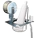HOME SO Toothbrush & Razor Holder with Suction Cup Hanger - Plastic Glass Tumbler for Rinsing or Storage for Toiletry, Toothpaste, Shaver, Comb - Stick on Bathroom Mirror - Rustproof Stainless Steel