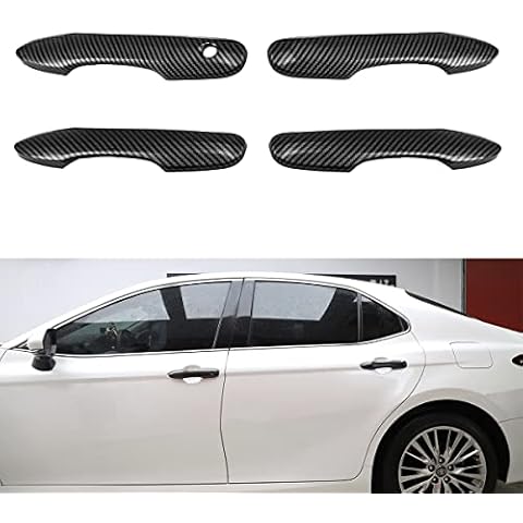 WZRAXJ Car Door Handle Cover Trim Accessories for Toyota Camry 2018-2021 Prius 2017-2019 Corolla 2019 2020 Avalon 2019-2021 Carbon Fiber ABS 4pcs (Without Smart Keyholes) Cover