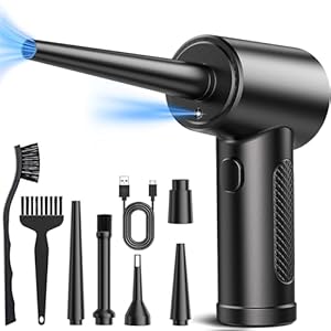 Compressed Air Duster, 3 Gear to 51000RPM Cordless Electric Air Duster, 6000mAh Rechargeable Air Blower with LED Light for Laptop Computer Camera Keyboard Cleaning Dust Hair Replace Compressed Air Can