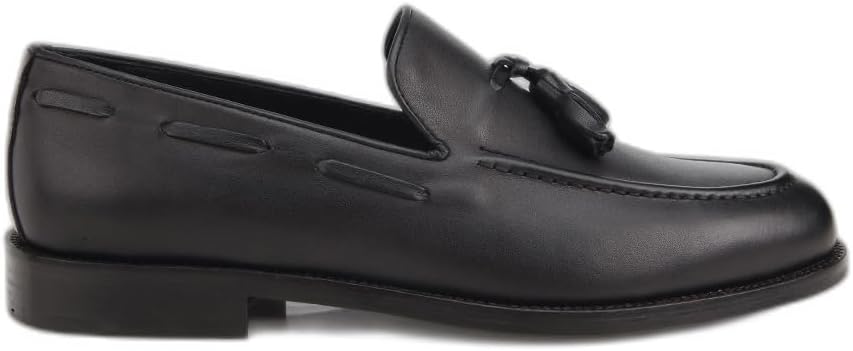 HOTİÇ Erkek Deri Siyah Püskül Detaylı Klasik Loafer