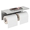 FORIOUS Double Toilet Paper Holder with Shelf, Wall Mount Tissue Roll Holder for Bathroom, 304 Stainless Steel Commercial Toilet Tissue Dispensers with Phone Shelf (1, Stainless Steel)