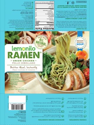 Miniatura 3 de Lemonilo Ramen - Sopa de pollo con cebolla - Ramen instantáneo saludable - Fideos horneados al horno - Hecho con ingredientes totalmente naturales -