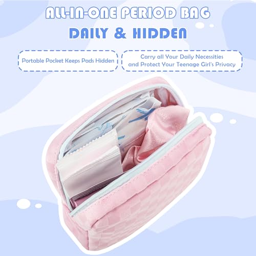 Image of Likesing First Period Kit for Girls, 5.3 inch Checkered Tampon Holder for Purse, Menstrual Starter Tampon Bag Pad Pouch, Emergency Sanitary Napkin Storage Bag Teen Period Kit Gifts for Tweens