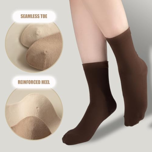 Thin Crew Socks for Women, Ladies Soft Cotton High Calf Boot Sock for Trouser, Dress, Business4