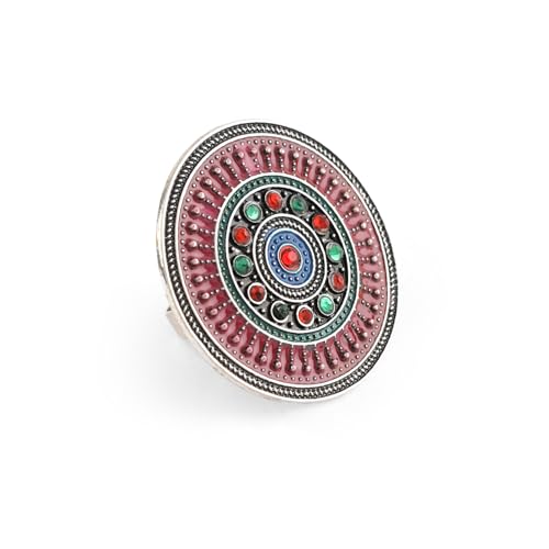 Rubans Oxidized Silver-Plated Stone-Studded Handcrafted Enamelled Adjustable Finger Ring (B0D76HVWVB) Amazon Price History, Amazon Price Tracker