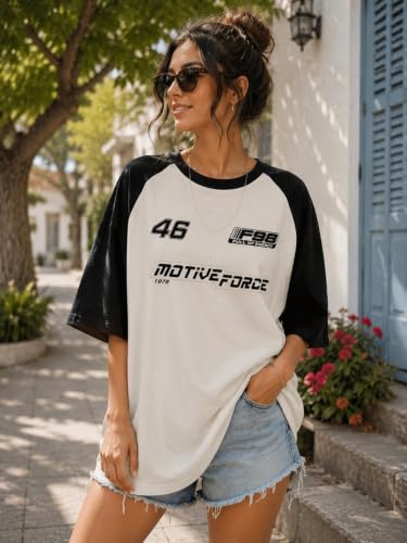 Image of ColorChakra Cotton Oversized Tshirt for Womens Down Shoulder Loose fit t-Shirt Women Baggy Style Oversize t-Shirt Korean fit