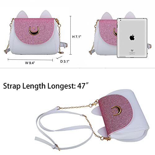 Sunwel Fashion Women Kawaii Handbag Moon Sailor Luna Cosplay Messenger Crossbody Cat Purse Sequin Satchel Shoulder Bag #TOP4