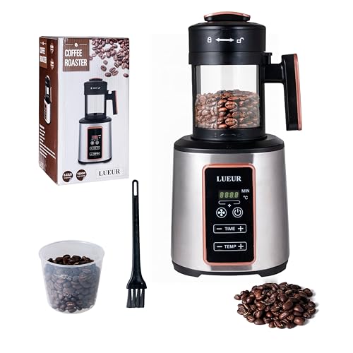 Image of LUEUR Electric Coffee Bean Roaster Machine for Home Use, 1500W Hot Air Coffee Roaster with Adjustable Timer, Variable Heat & Air Fan Settings, Chaff Collection Basket, 100g Capacity