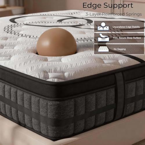 Image of King Size Mattress 14 Inch Hybrid Mattresses King with Memory Foam&Pocket Springs for Motion Isolation, Breathable & Cooling Comfort, Medium Firm Support, Fiberglass Free, 365-Night Trial