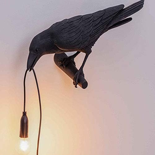 Godob USB Birds Table Lamps, Bedroom Resin Crow Desk Lamp Bedside Light Wall Sconce Night Light