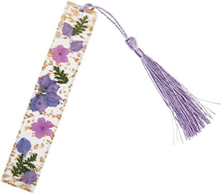 PROUSKY Pressed Flower Bookmark, Tree Snow Dried Flower Resin Bookmarks, Pressed Floral Reading Page Markers with Tassel for Readers Teachers Students Christmas Birthday Gift
