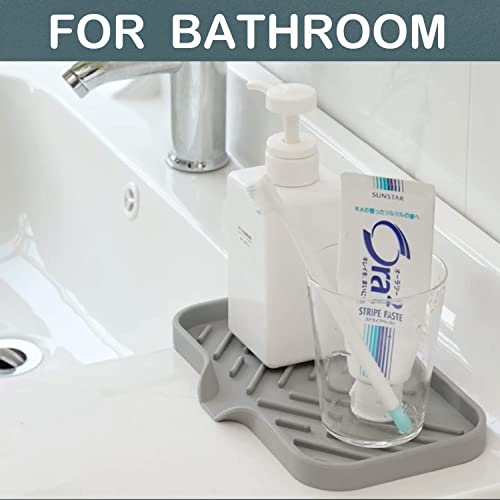 Silicone Kitchen Soap Tray, Lalastar Kitchen Sink Tray Sponge Tray Dish Sponge Holder, Sink Caddy Organizer For Dish Soap Bottle, Soap Dispenser, Scrubber Brushes, Bathroom Soap Holder (Grey) #TOP4