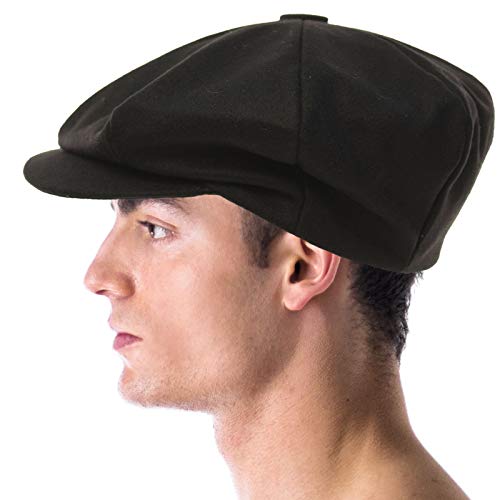 Men's 100% Winter Wool Super Oversized Newsboy Drivers Cabby Cap Hat Xl (Black) #TOP2