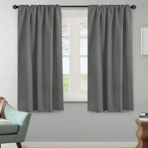 Image of H.VERSAILTEX Blackout Curtains Thermal Insulated Window Treatment Panels Room Darkening Blackout Drapes for Living Room Back Tab /Rod Pocket Bedroom Draperies, 52 x 63 Inch, Bluish Gray, 2 Panels