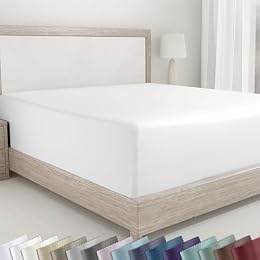 California Design Den Fitted Sheet Queen Size, Deep Pocket Soft 400 Thread Count 100% Cotton Sateen, No-Pop Off Elastic, Queen Cotton Fitted Sheet Only (Antique White)