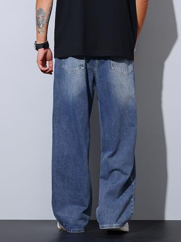 Men's Baggy Jeans Y2K Vintage Wide Leg Denim Pants Hip Hop Skater Jeans Loose Fit Trousers 2000s Streetwear4
