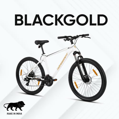 Image of ROADGIANT||BLACKGOLD-27.5T||21 Speed Shimano|| Premium Steel Frame||14+ Age ||Chrome Suspension|| Dual DISC ||Dull White