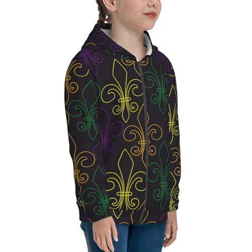 Mardi Gras Carnival Kid Hoodies Boys Zip Up Sweatshirts Girls Pullover with Pocket4
