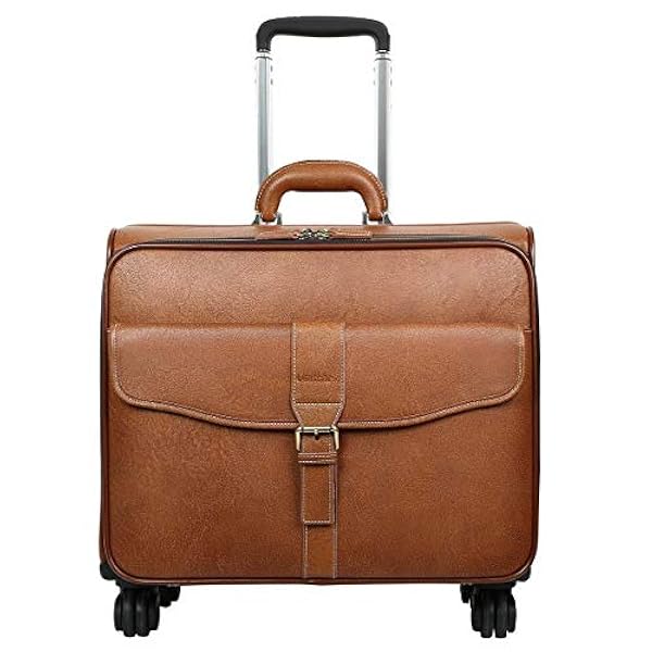 Leathario Trolley in Vera Pelle con Rotelle da Viaggio, Valigia con Ruote e Grande Capienza per Uso Quotidiano come Vacanza, Lavoro, Ferie e Weekend