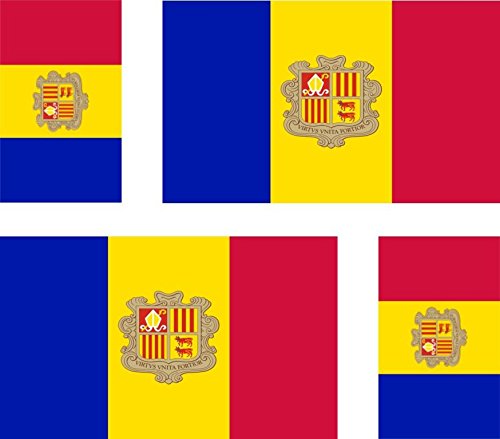 4 x Autocollant Sticker Voiture Moto Valise pc Portable Drapeau Andorre Andorran