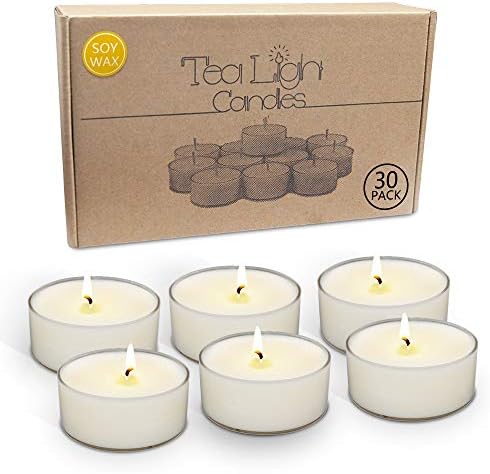 Unscented Tealight Candles Bulk Soy Tea Lite Candles Long Lasting Clean Burn Candles Set of 30