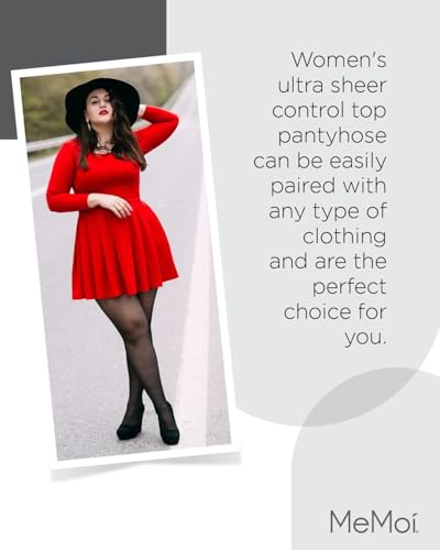 Image of MeMoi Control Top Pantyhose for Women, Breathable Sheer Tights, Comfortable Control Top Sheer Stockings