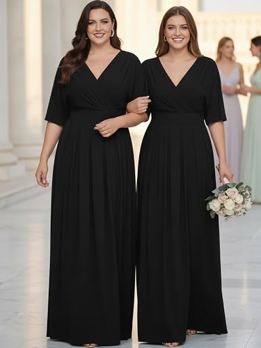Image of KOH KOH Womens Long Pleated Flowy Modest Evening Wedding Guest Maxi Dress