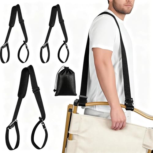 ZRruowin Beach Chair Backpack Straps 3 Pack - Heavy Duty Rocking Camping Chair Carrier, Adjustable...