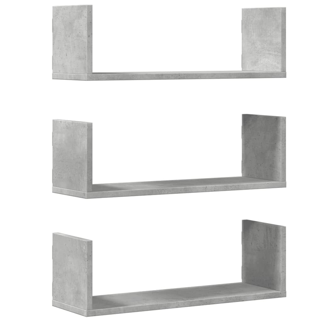 vidaXL Wall Shelves 3 pcs Concrete Grey 58x18x18 cm Engineered Wood — image 1