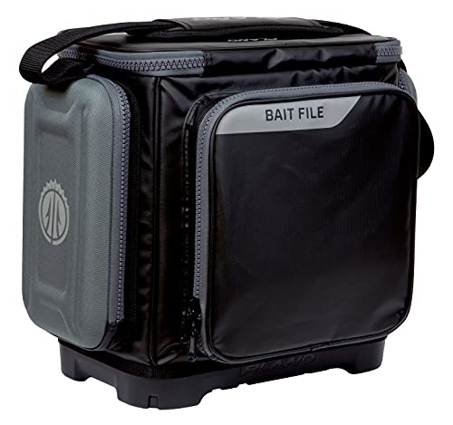Image of Plano KVD 3600 Signature Series Tackle Bag, Black with Red Stitching, Includes 3 Stowaway Utility Boxes, Customizable Fishing Storage, Water-Resistant TPE Coated Fabric