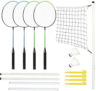 Greenfields 4 Player Complete Badminton Sport Set with Rackets, Poles, Net and Shuttlecock  Family Fun and Outdoor Perfect for Kids and Adults  Includes Carry Bag