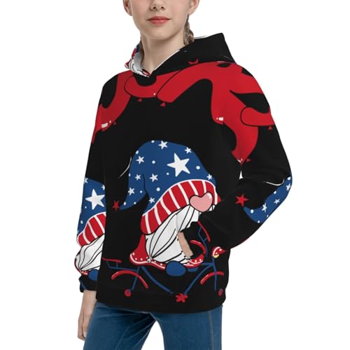 Gnome 4th of July Kid Hoodies Boys Sweatshirts Girls Pullover with Pocket2