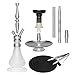 VooV Classix Premium Hookah Set Nargileh - Portable Hookah with Everything Included, Ideal for Shisha Lovers - Small, Tall, Compact Design (Silver)