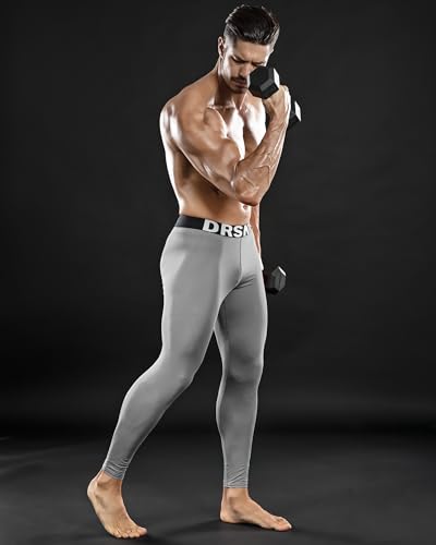 Image of DRSKIN Men's Compression Pants (5 /4 /3 Pack) Quick Dry Tights Leggings Sports Baselayer Running Gym Workout