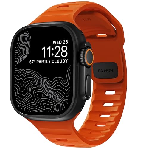 NOMAD Correa Deportiva 45 Mm | Correa Naranja Para Apple Watch Ultra 1-3, Diseñada Para Darle A Tu Apple Watch Un Y Atlético. Compatible Con Las Nuevas Series 11, Ultra 1-3, Series 1-10 Y Series 2.