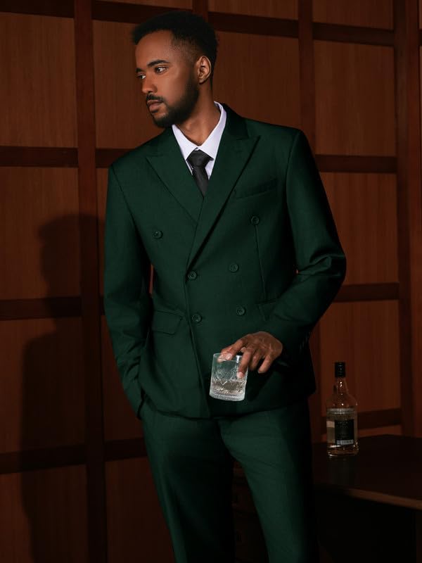 MAGE MALE Men's 2 Piece Suit Elegant Solid Double Breasted Slim Fit Tuxedo Suit with Blazer and Pants - Image 5