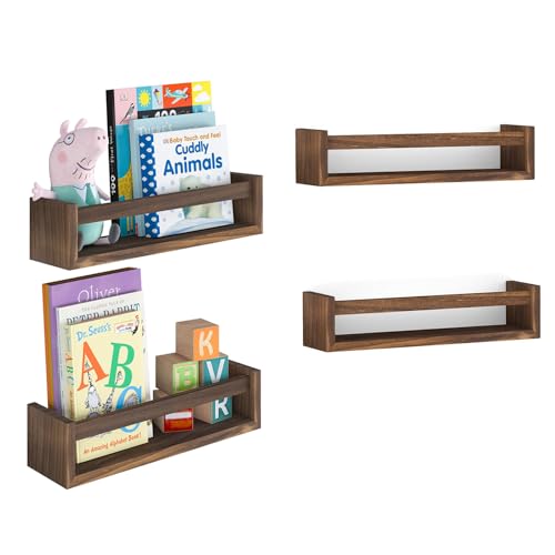 Cobenga 4 estantes para Libros de guardería, estanterías flotantes de 16,5 Pulgadas para Pared, estantería versátil montada en la Pared, estantes flotantes de Madera Maciza para Libros