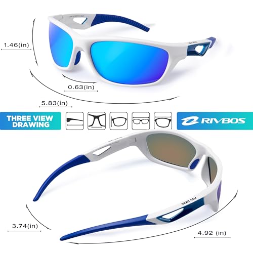 Image of RIVBOS Polarized Sports Sunglasses Driving Sun Glasses Shades for Men Women Tr90 Frame for Cycling Fishing Running RB831