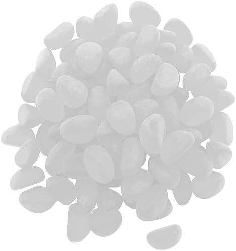 AllBright 彩り石 水槽用飾り石 アクアリウム 観賞 魚 装飾 石ガラス 底砂 砂利 水族用品 約500g (ホワイト)