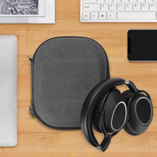 Image of Geekria Shield Headphones Case Compatible with Bose QC Ultra II, Soundcore Space Q45, Skullcandy Crusher ANC 2 and More, Replacement Hard Shell Travel Carrying Bag with Cable Storage (Grey)