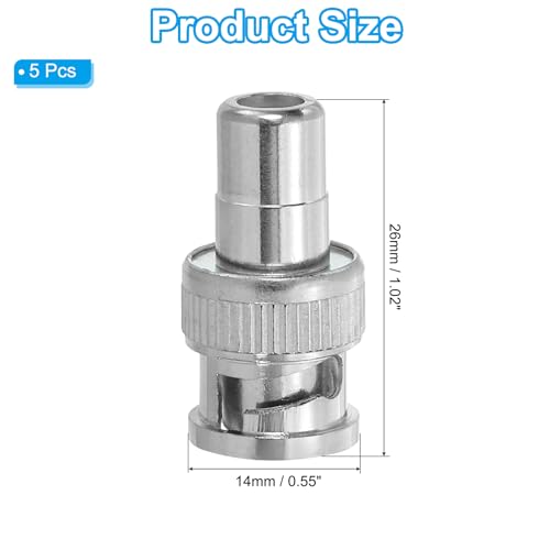 Adaptador PATIKIL BNC a RCA, pack de 5 piezas miniatura 2