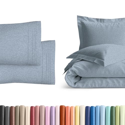 King Pillow Cases Set of 2 with Duvet Cover - Hotel Quality Pillowcase Covers - Comfy Luxury Bedding for Women, Men, Kids & Teens - Machine Washable Protectors - 2 Piece Set - King Size Heat