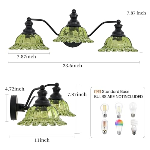 Image of XIEDUN Green 3 Light Vanity Light Bathroom Light Modern Bathroom Light Fixtures