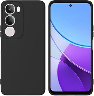 Silicone Case Compatible with Vivo Y19S Soft Silicone Gel Rubber Shockproof Cover Matte Finish with Cloth Inner Lining (Black)